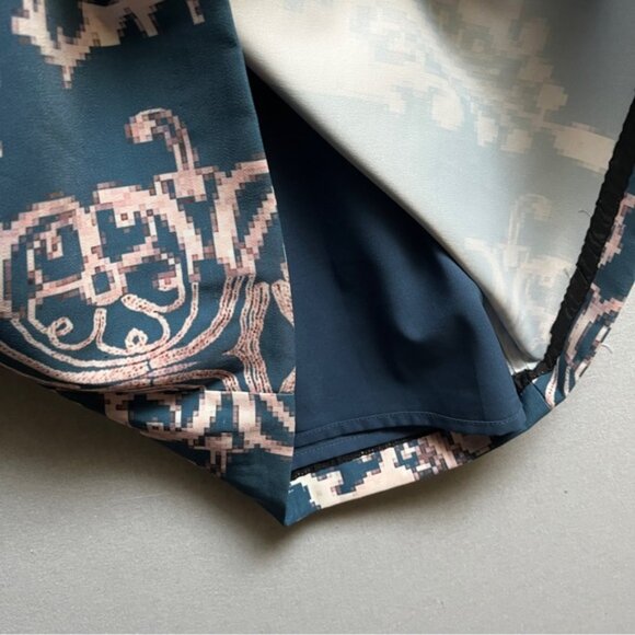 Nanette Lepore Teal and Pink Paisley Patterned Dress Sz 12 - Picture 3 of 10